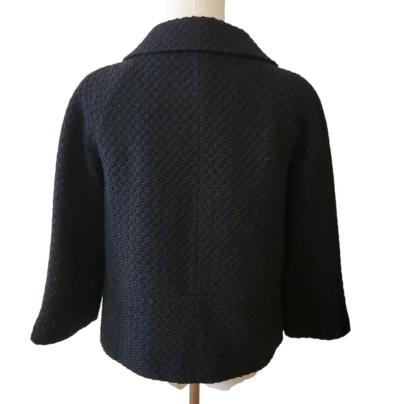 Ann Taylor Black Wool Tweed Swing Jacket Size 8 - Picture 3 of 4